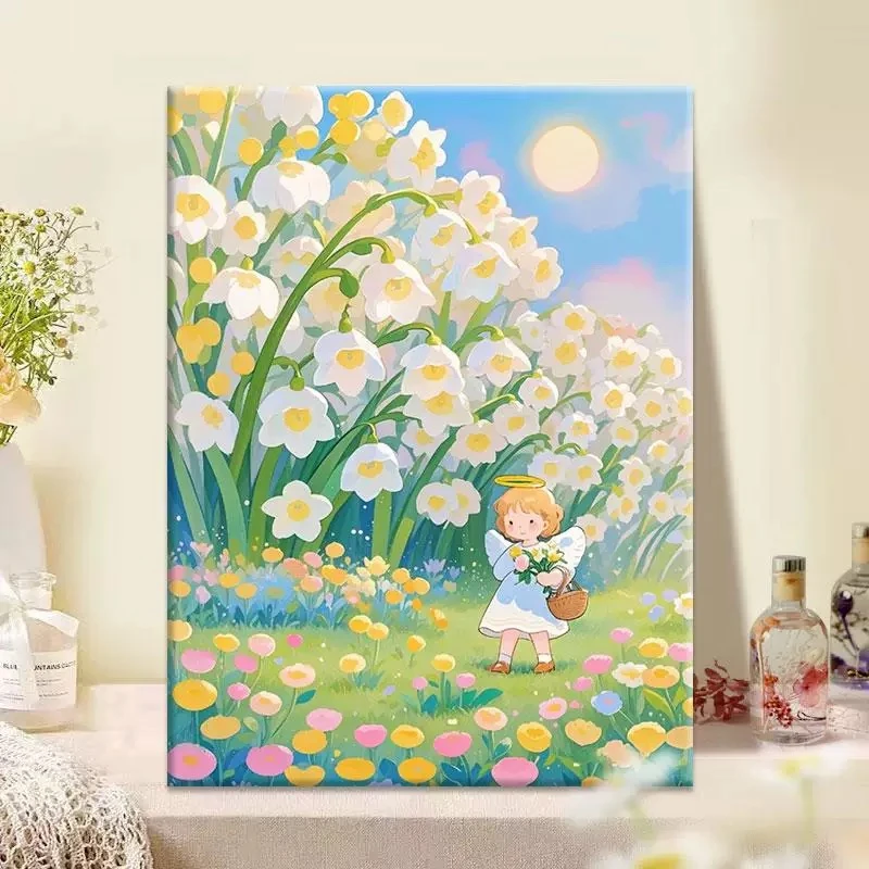 摘花的小天使|数字油画diy真心遮盖六代颜料填色手绘礼物油彩装饰