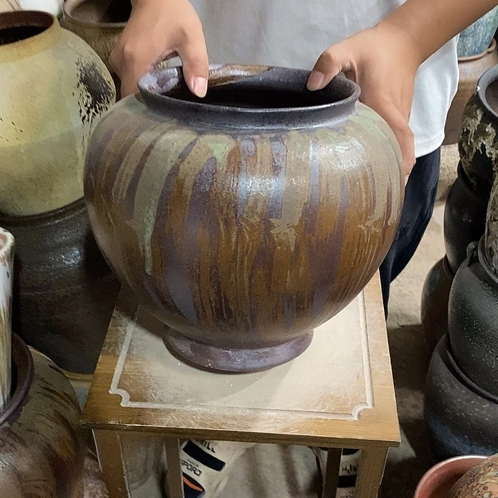 紫砂花盆口19高度26南瓜色888