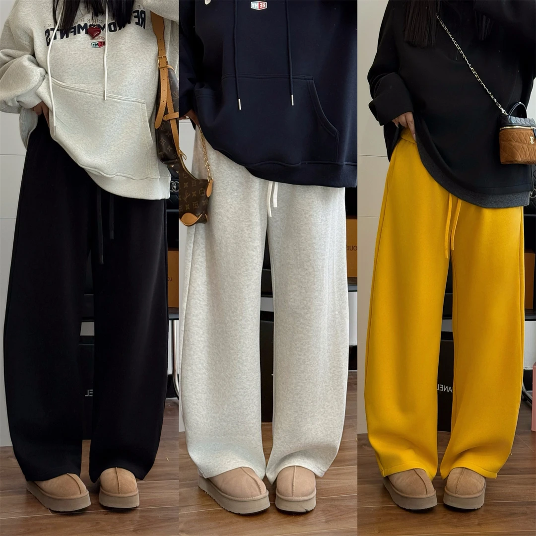 花契"露思甜茶"大码女装秋冬宽松200斤胖mm韩版直筒休闲裤15744-H