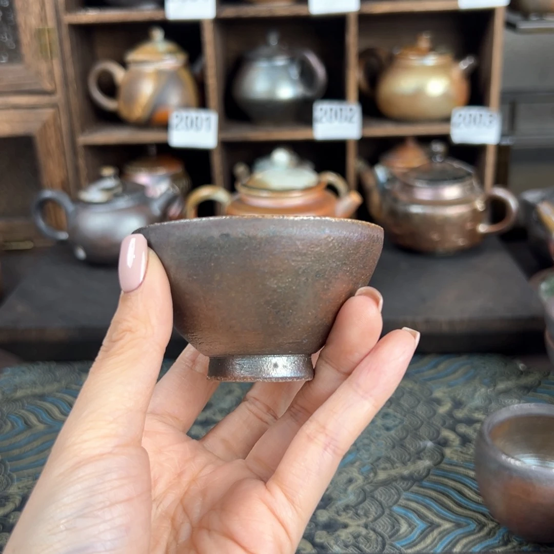 杯柴烧茶器铁胎主人杯