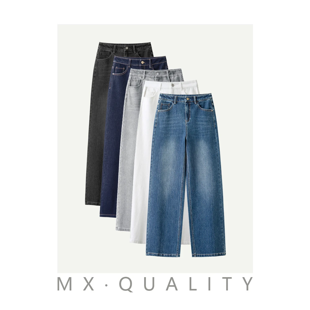 【乐仓集】2025年秋季新款360°完美弹时尚高腰牛仔直筒裤251016