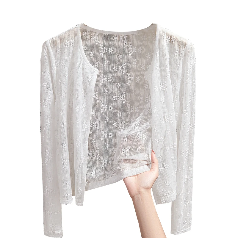 她池圆领开衫2025春季新款女装时尚网纱短款单排扣外套T51B0188A