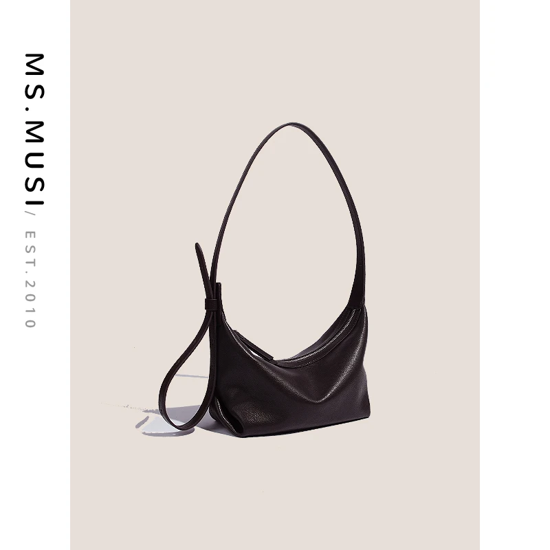 ms.musi单肩款女士斜挎包复古风车缝线单肩斜挎羊纹牛皮#128316