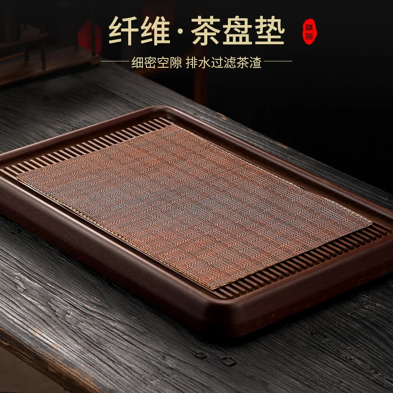 茶席垫子中式禅意茶垫防水功夫茶具配件过滤垫茶盘隔叶渣垫长方形