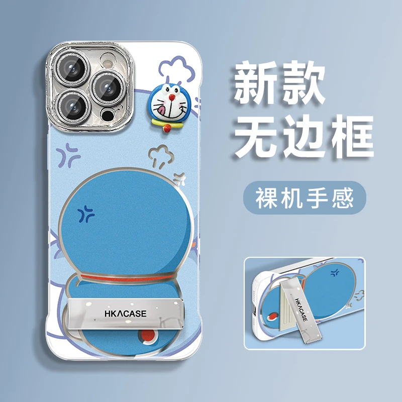 哆啦a梦适用苹果14/15/16promax无边框镜面mate60简约手机壳女
