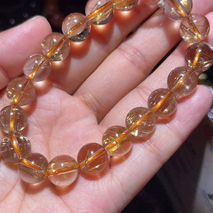 水晶手串未镶嵌发金手链10.5