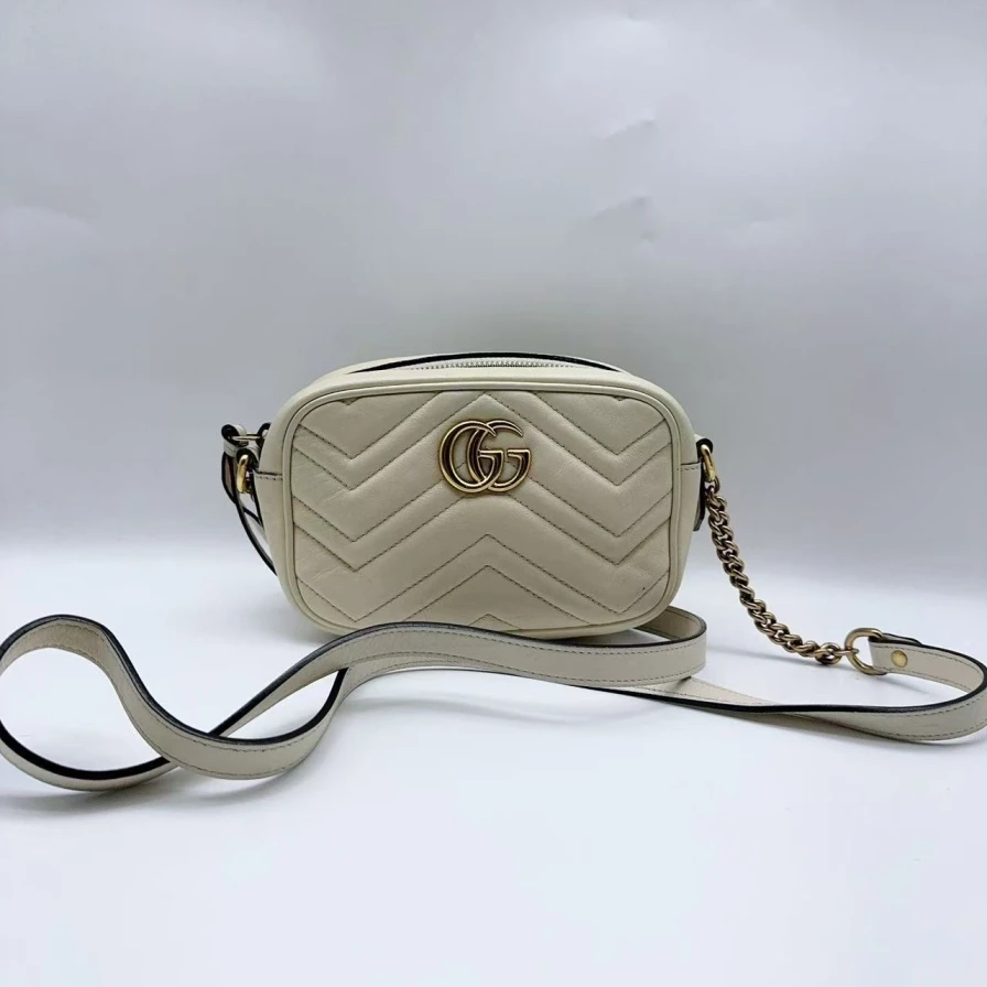 95新 GUCCI/古驰 白色相机包1414 4503