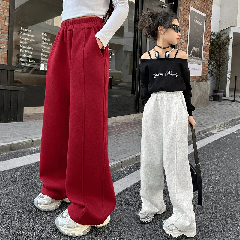 女童裤子春秋款2025新款中大童宽松卫裤女孩休闲儿童装时髦弯刀裤