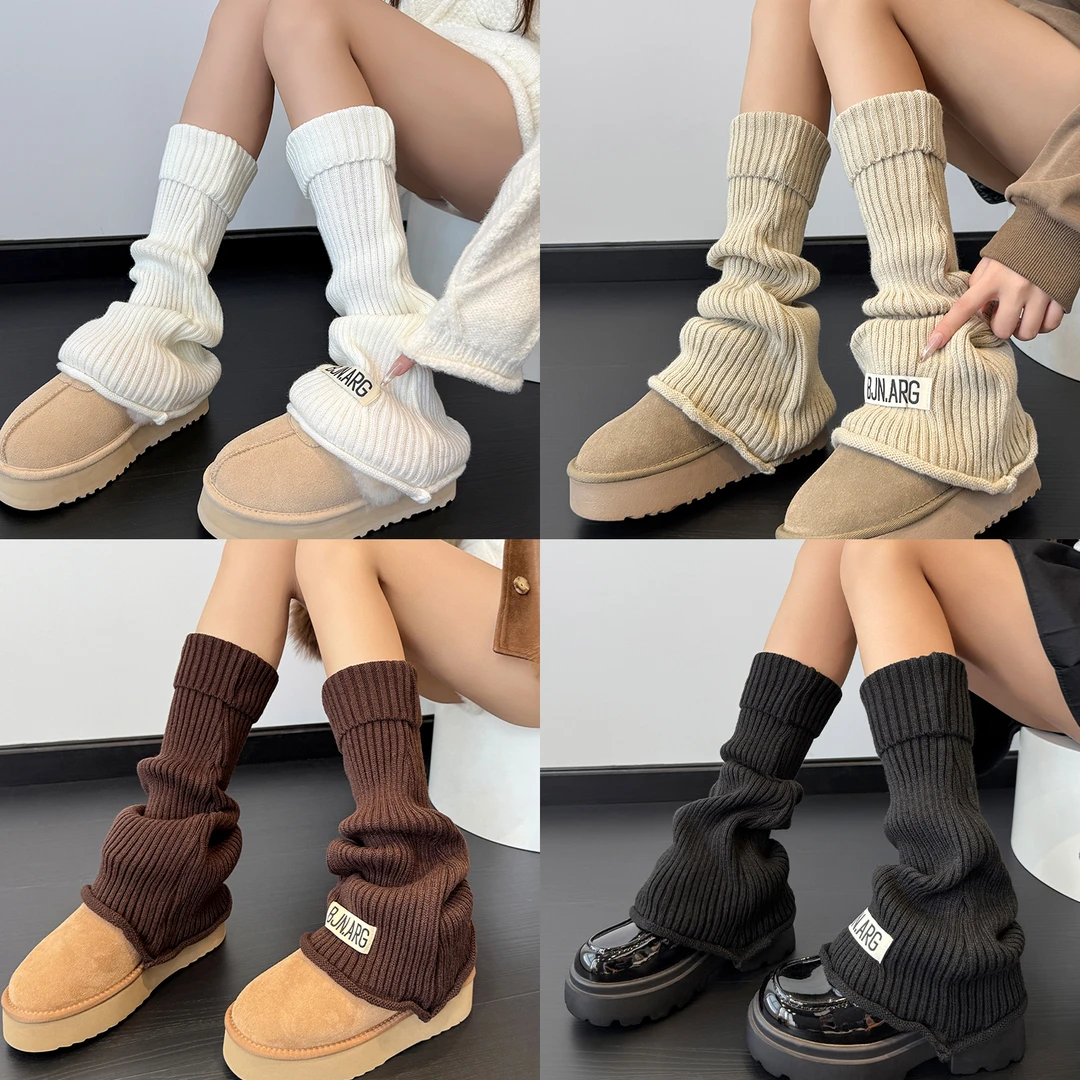 咖色袜套堆堆袜子女秋冬针织小腿袜女款显瘦腿套加厚保暖配小皮鞋