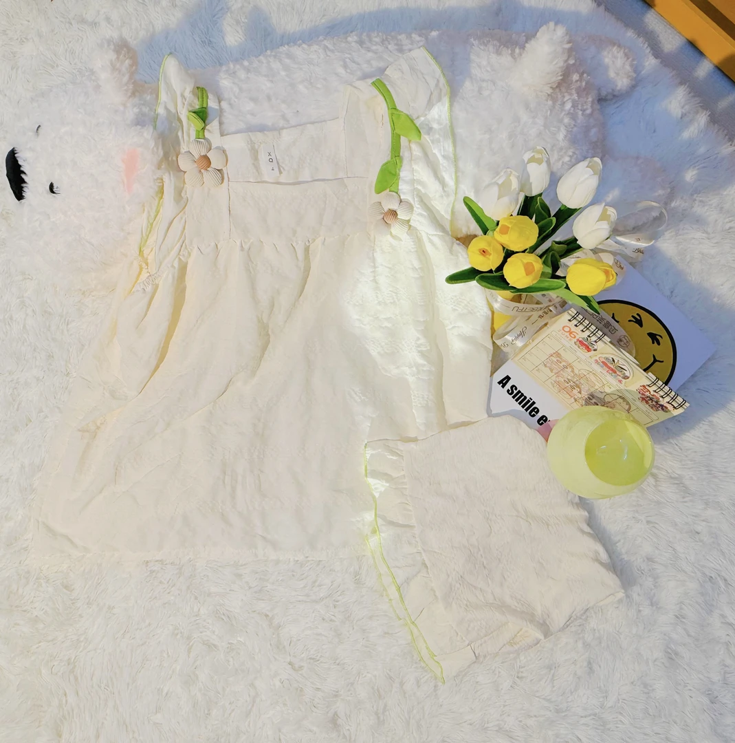 热飞袖小花套头250斤带纽开衫140-250码睡衣卡通家居服套装舒适