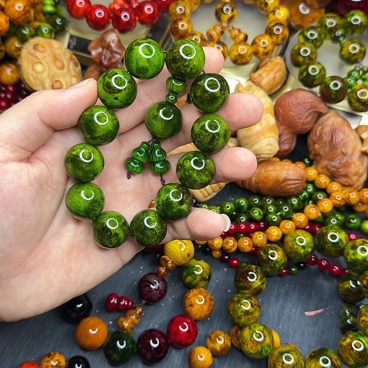 松木琥珀木玩手串