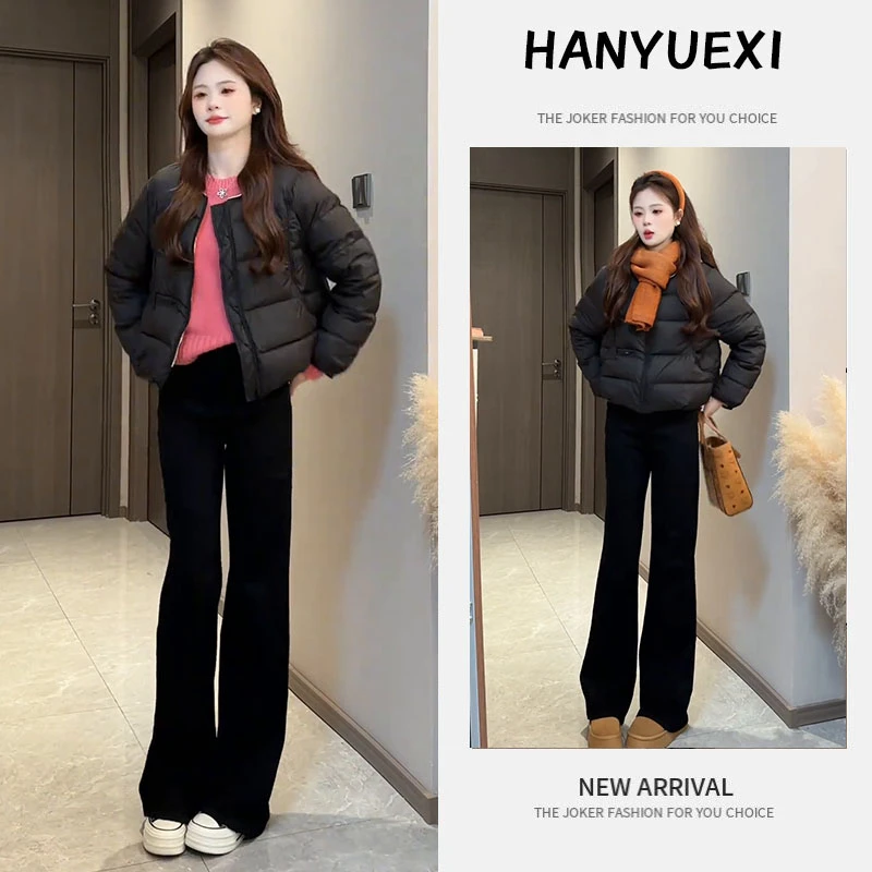 冬季保暖穿搭一整套女装2025新款百搭毛衣棉服外套牛仔裤三件套潮