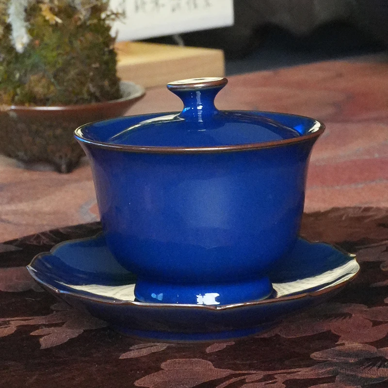 庄老师手作原矿铁胎佛青怀古三才盖碗