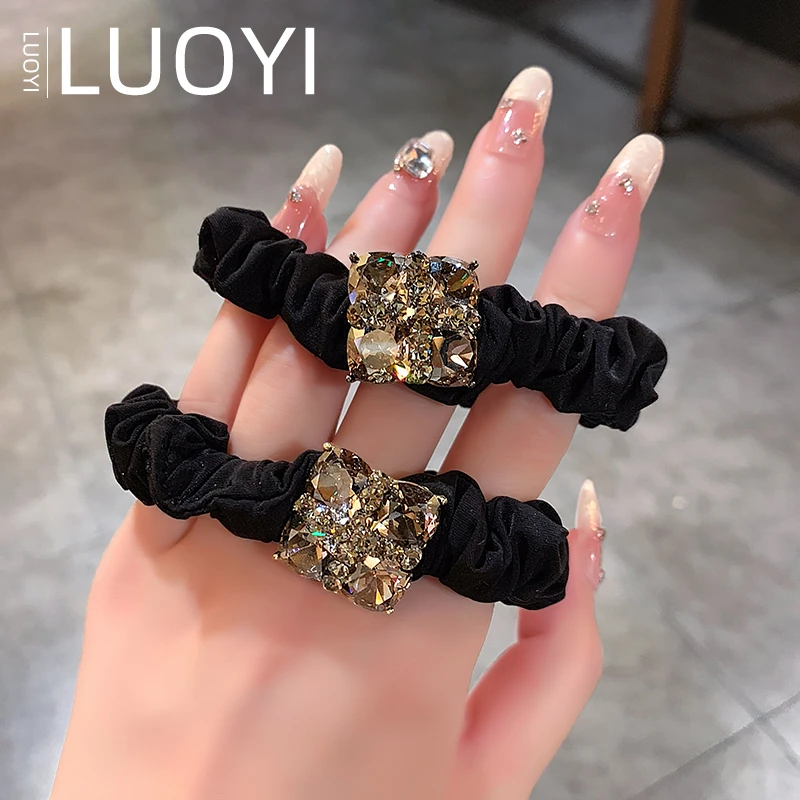 东大门发绳镶钻发圈女网红轻奢盘发头绳新款百搭扎头花皮筋头饰