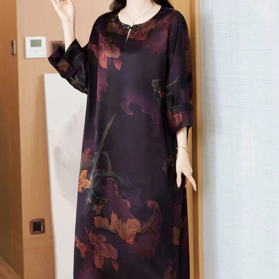 九儿家香云纱100桑蚕丝皮子重锻袍子16866
