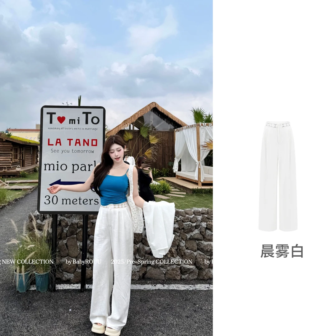 【现货】【钟爱苎麻裤】温与柔千年不烂软黄金透气柔软苎麻蕾丝直筒裤