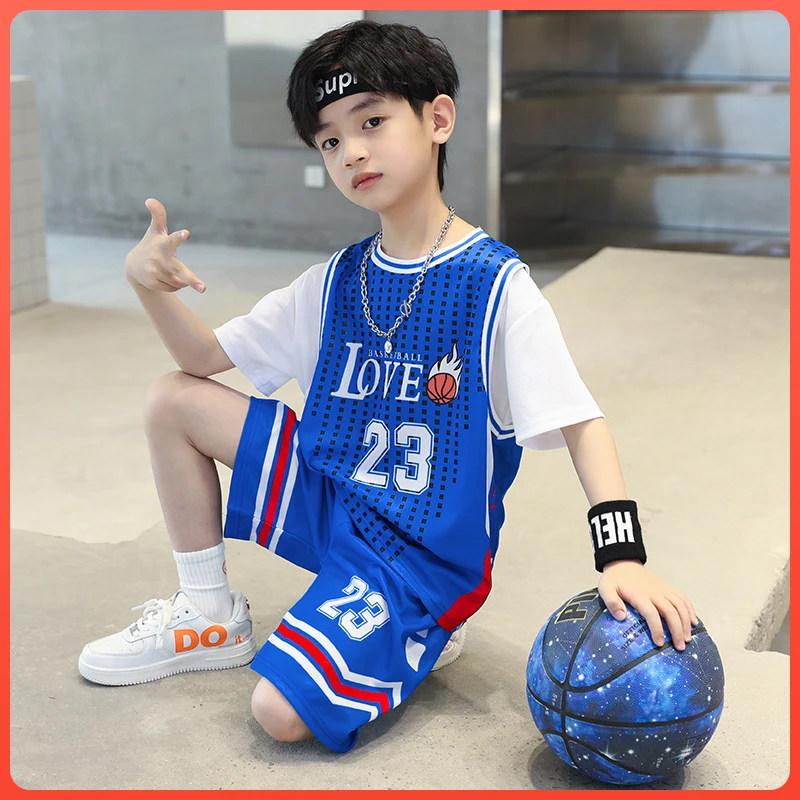 儿童篮球服套装夏季男童短袖速干训练服女童足球男孩篮球衣紧身衣