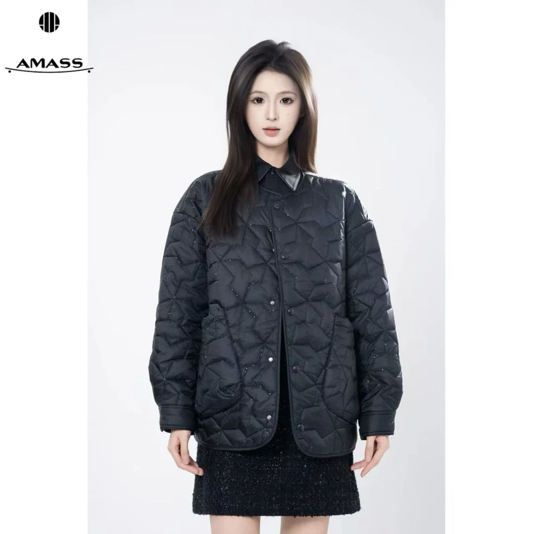 AMASS/阿玛施25新款秋冬棱形格新雪丽棉服轻薄冬季宽松休闲540073