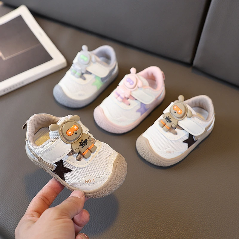 婴儿学步鞋春季新款网面透气男女宝宝软底运动鞋韩版小童单鞋亮灯