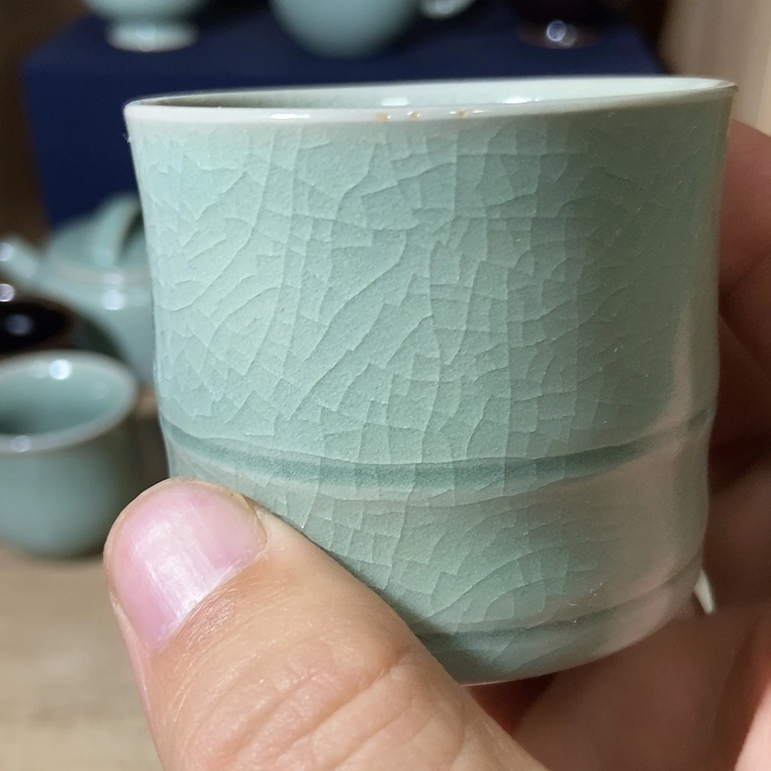 骨瓷汝瓷竹节杯微瑕