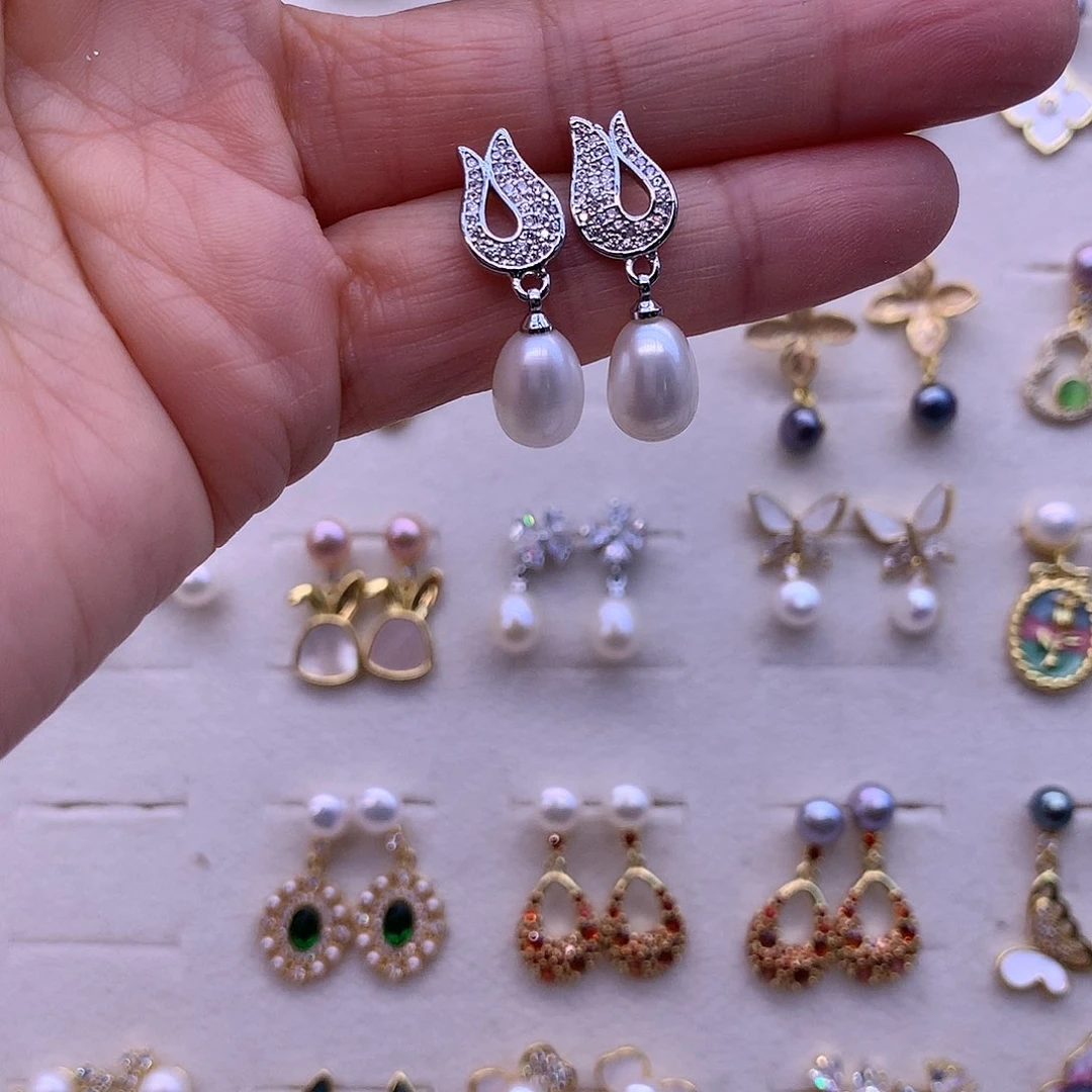 淡水珍珠耳饰合金