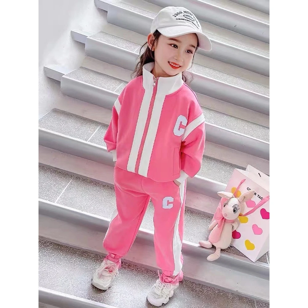 38063女童春装套装女宝宝秋季洋气时髦拼色休闲两件套秋款网红