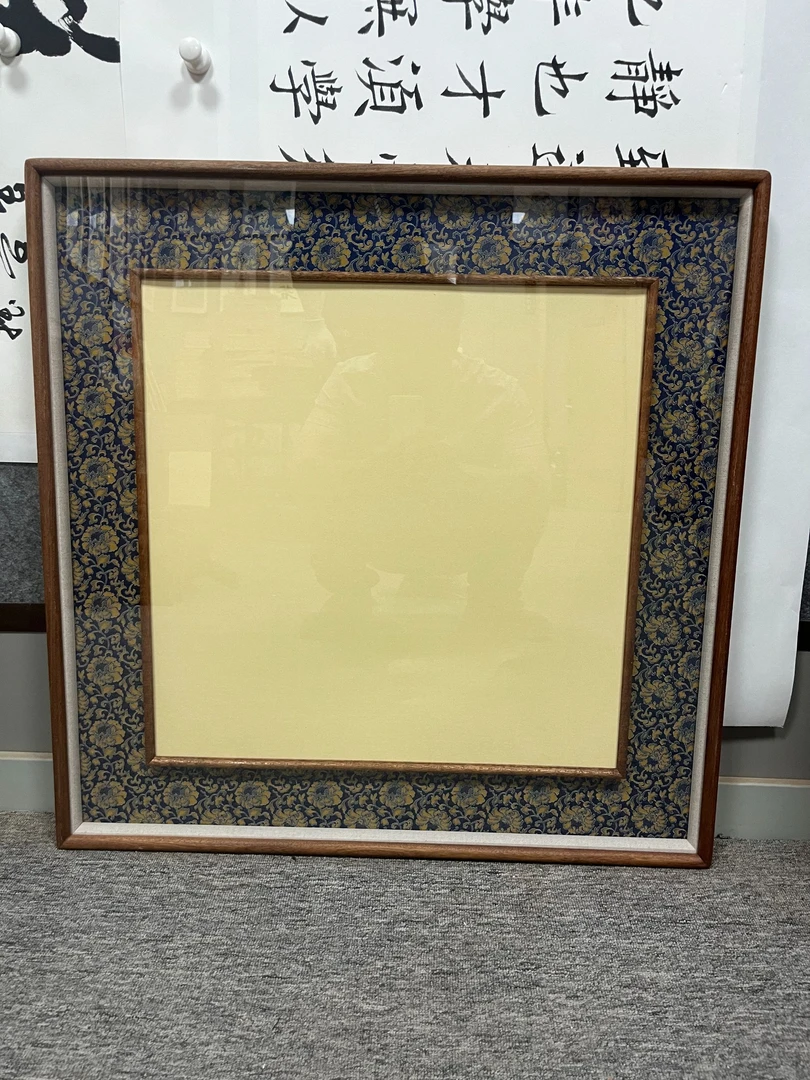 【五一福利】宋锦68*68画芯50*50沙比利乌檀木立体框中框实木画框