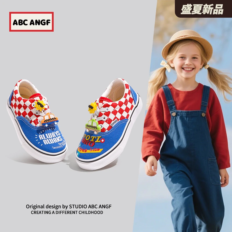 ABC ANGF●儿童帆布鞋女童鞋2025新款宝宝一脚蹬布鞋男童板鞋春秋