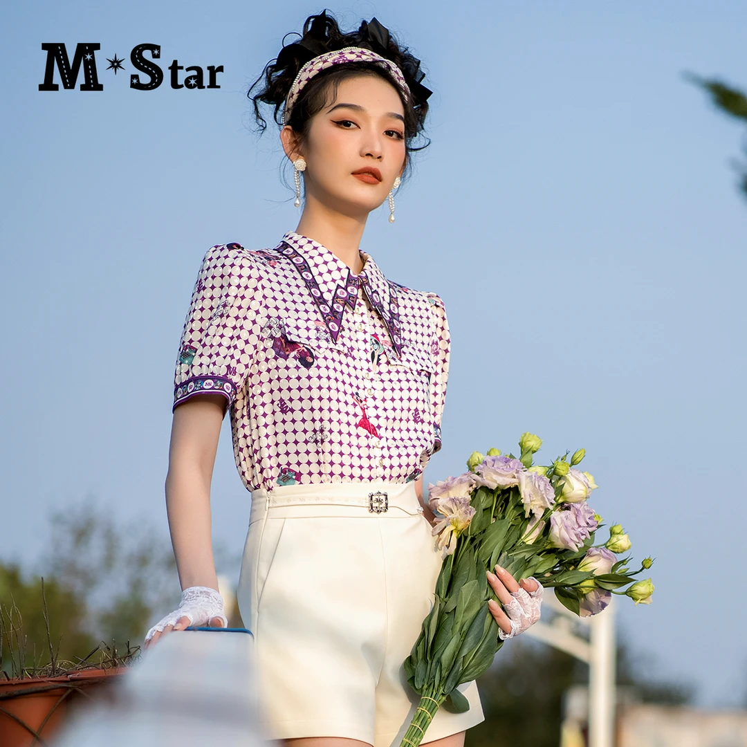 【珊珊专属】M-Star短袖不规则尖领衬衫 SEBS123572