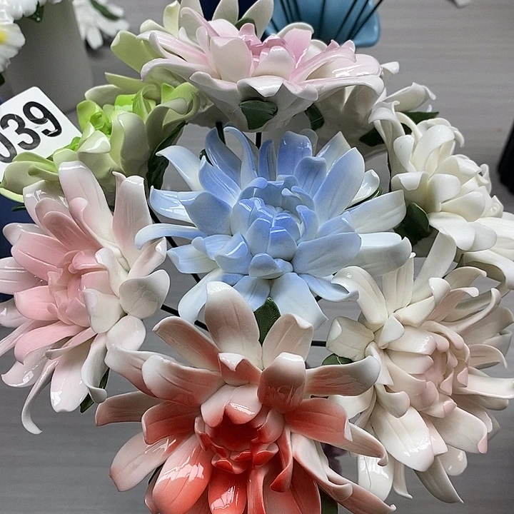陶瓷陶瓷材料加工7朵菊花