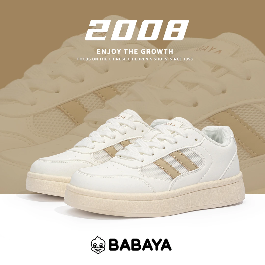 芭芭鸭女鞋板鞋百搭时尚2025春夏网面新款软底系带鞋高颜值透气鞋