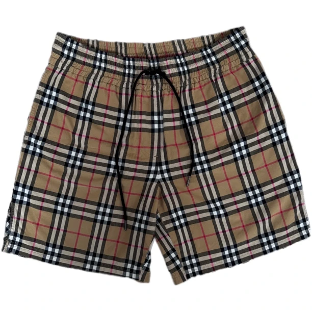 99新 BURBERRY/博柏利 夏季经典休闲格纹抽绳式短裤6码