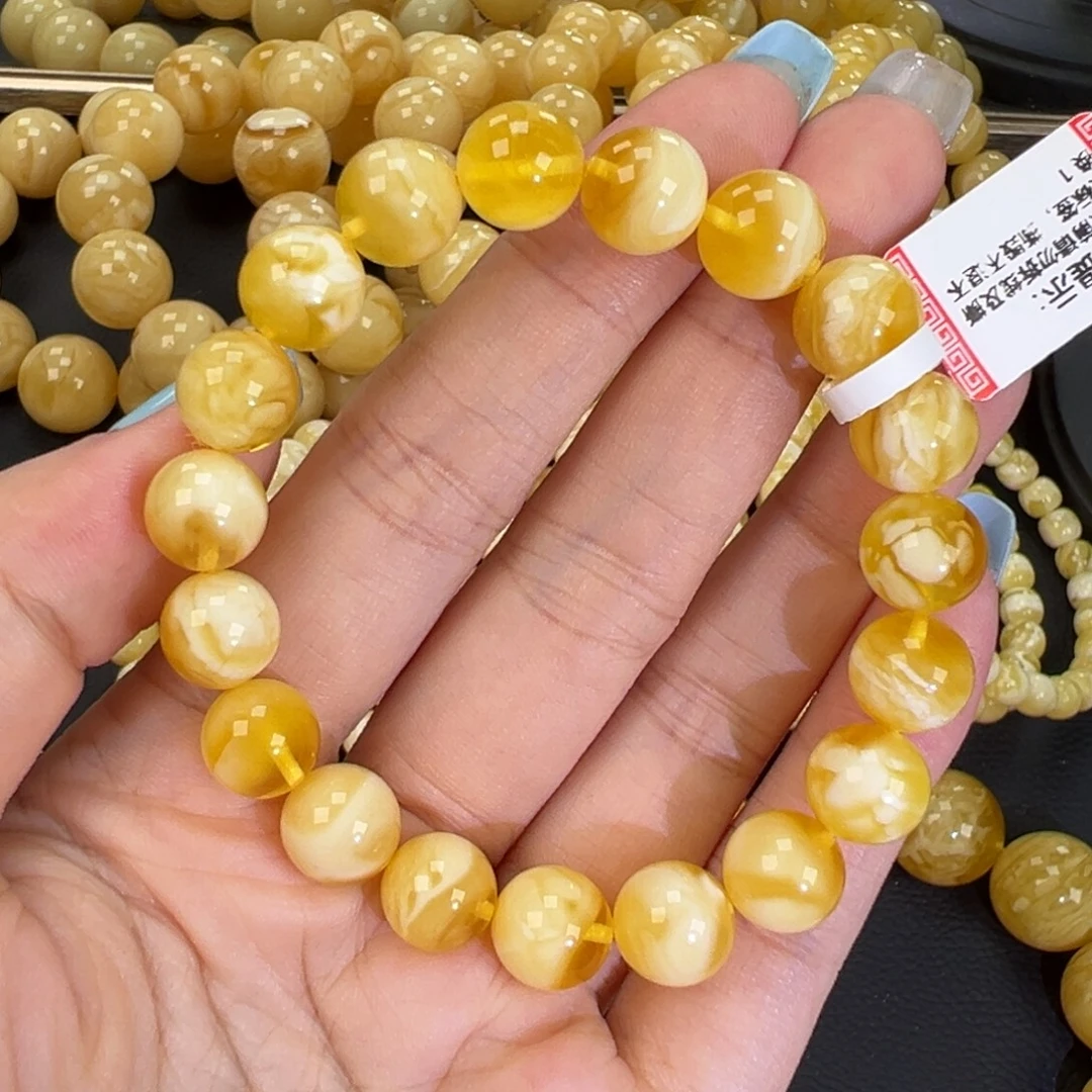 琥珀未镶嵌手链11.6金瓷白