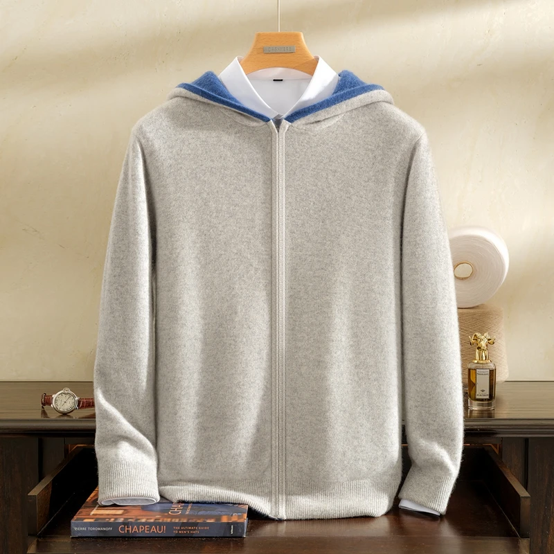 【秋冬上新】100%山羊绒男士加厚保暖时尚爆款冬季宽松羊绒开衫毛衣