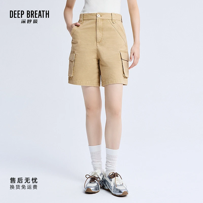 DEEP BREATH深呼吸女装新款休闲工装裤简约百搭直筒短裤A100494