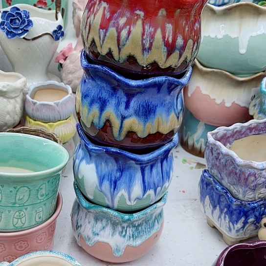 多肉绿植陶瓷花盆9.9包邮，有空