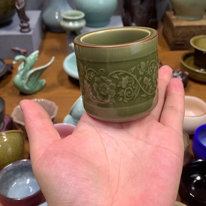 龙泉青瓷手工扳指杯