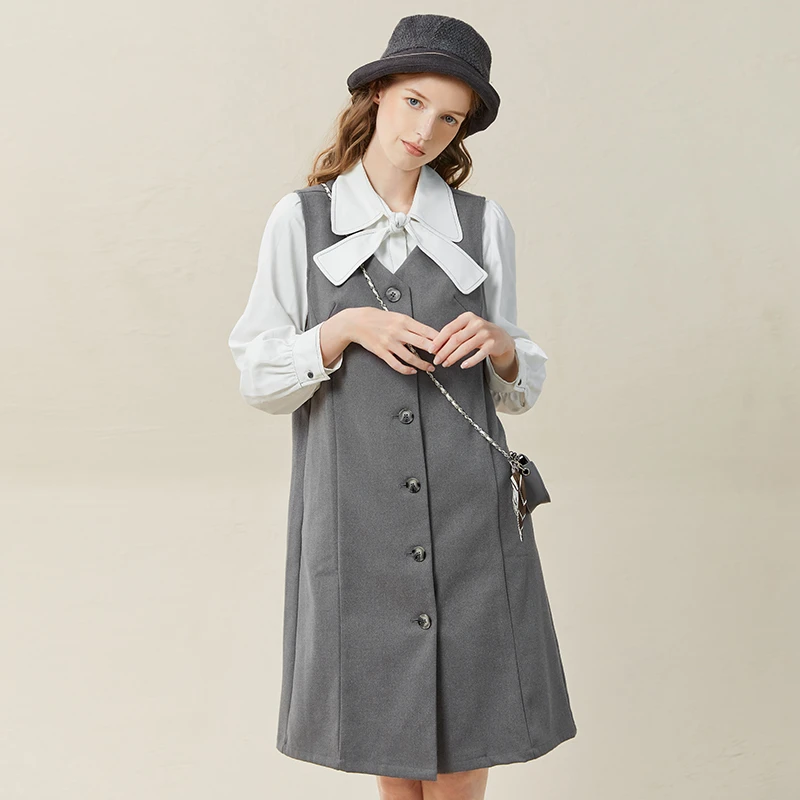 【敏敏专属】范可儿衬衫连衣裙两件套秋季新款优雅套装裙F218EA010