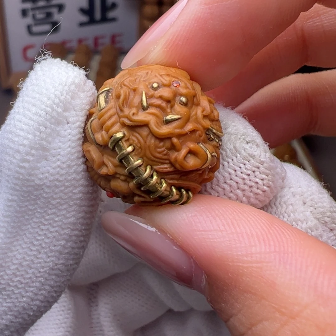 猴头核桃把件镶嵌款王灵官全品有正常封口线