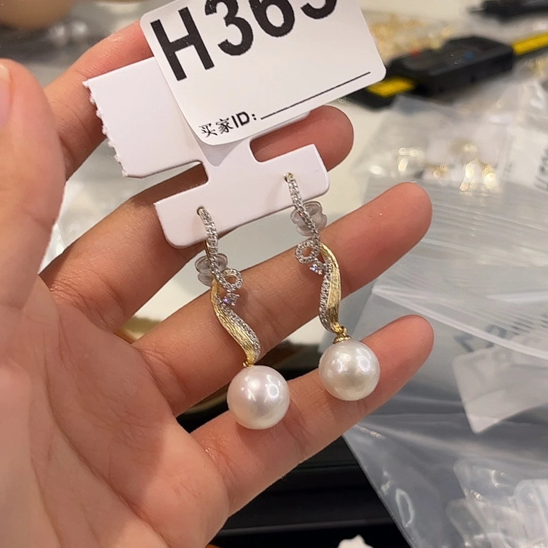 耳饰银S925镶嵌淡水珍珠