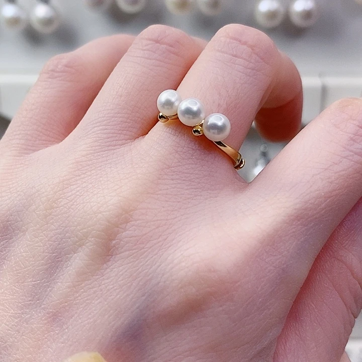 戒指银S925镶嵌淡水珍珠A