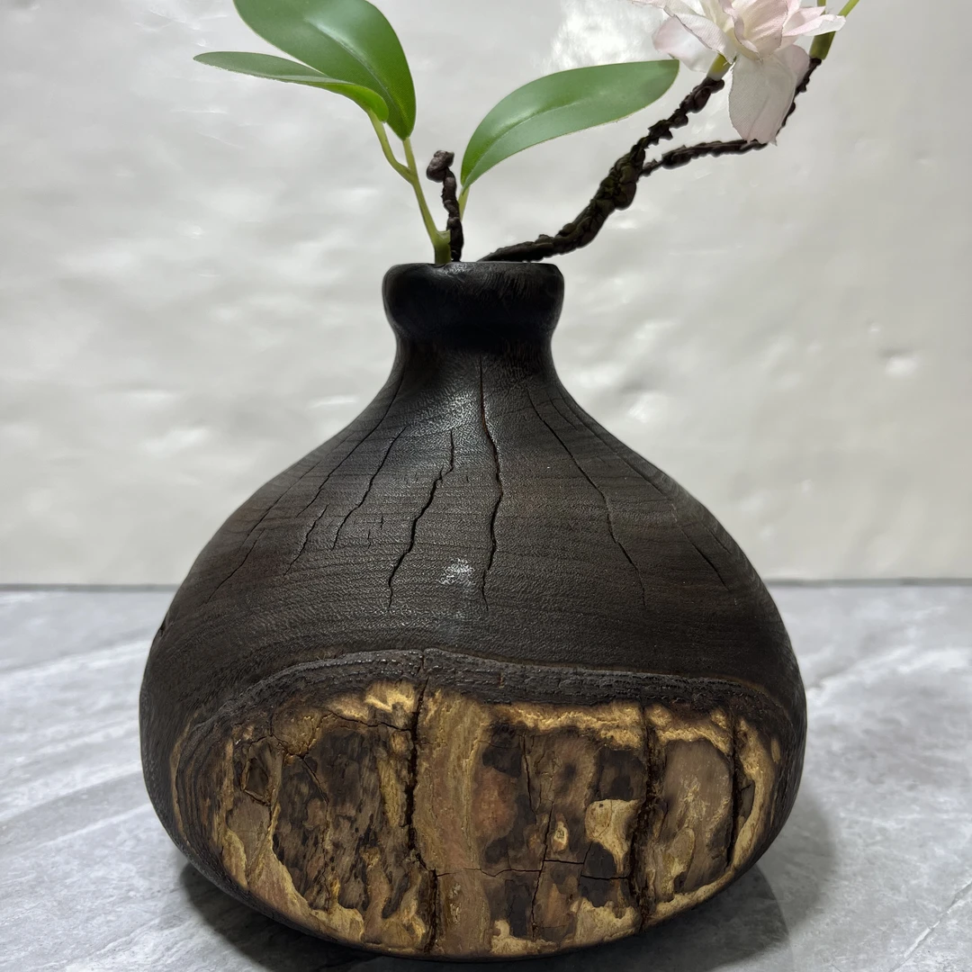 创意侘寂风实木花插花瓶摆件一物一拍