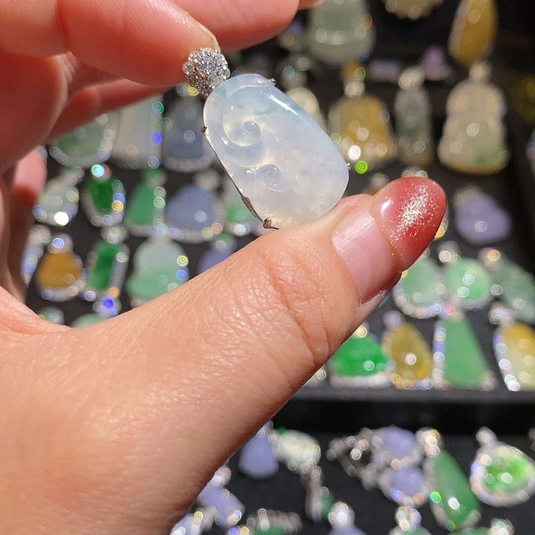 颈饰银S925镶嵌翡翠天然翡翠