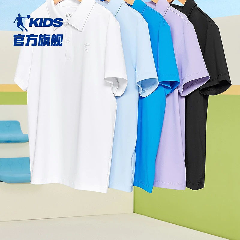 中国乔丹儿童翻领短T薄款夏季中大童童装