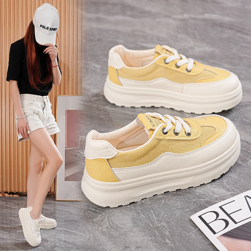 2025春夏新款防滑软底软面舒适百搭时尚休闲女鞋板鞋子透气网面