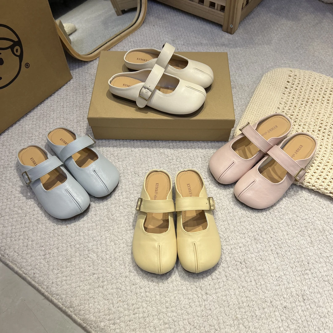 新款法式包头假分趾玛丽珍凉拖鞋女皮带扣防滑一脚蹬女鞋夏季