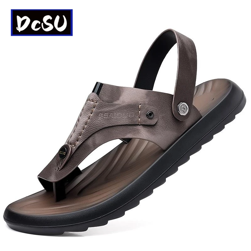 【香港DcSU&Shoes官方正品】凉鞋男真皮夏季外穿2025新款户外沙滩鞋
