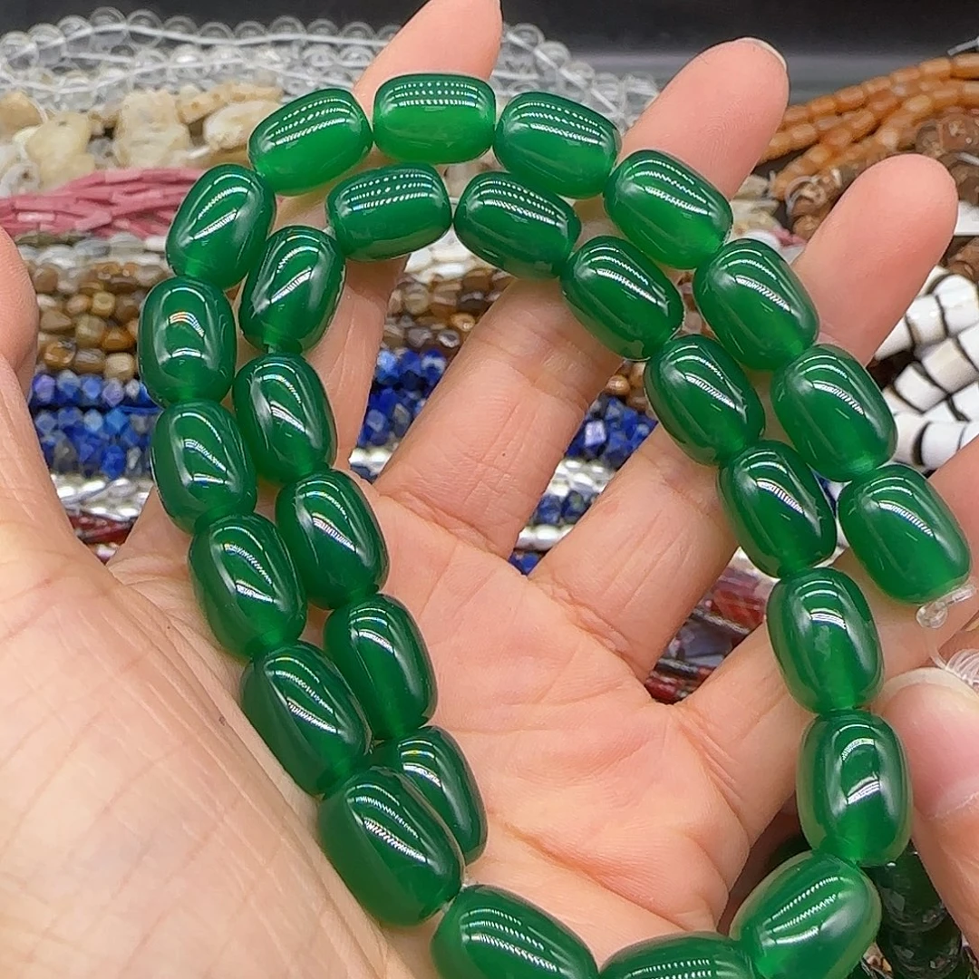 玛瑙/玉髓合金珠宝半成品绿玛瑙10mm一条