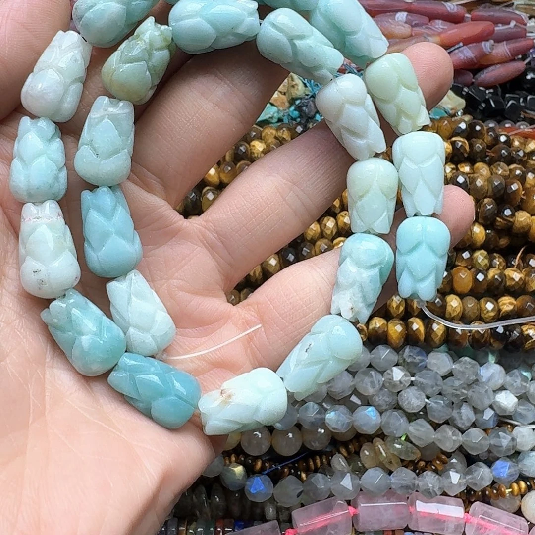 玛瑙/玉髓未镶嵌珠宝半成品一条11x16m天河石