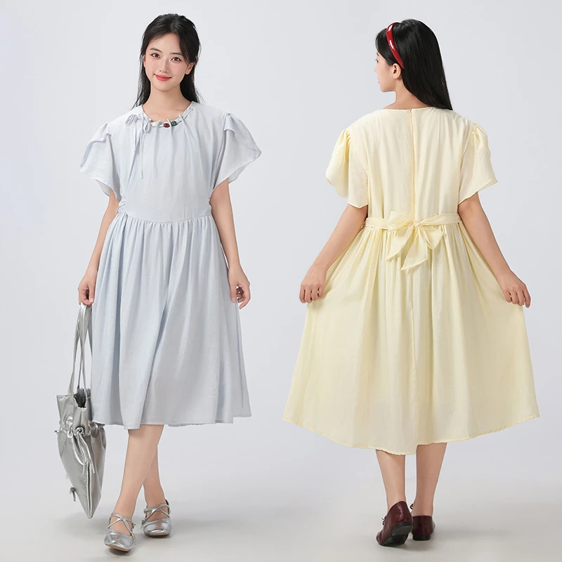 气休闲时尚洋气吊带2025女童夏季长裙男童法式短袖t恤旗袍公主裙